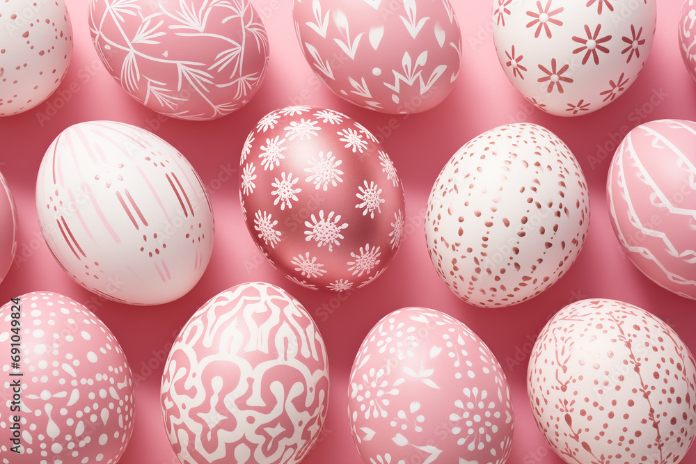 Pattern of pink and white Easter eggs over pink background spring wallpaper Pattern of pink and white Easter eggs over pink background spring wallpaper
