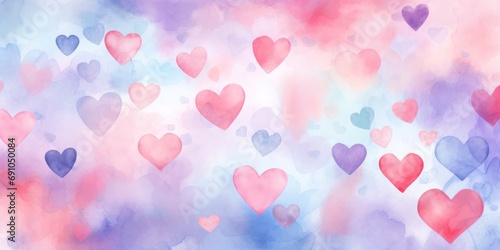 Pastel hearts background   in the style of vibrant stage backdrops  chinese watercolor