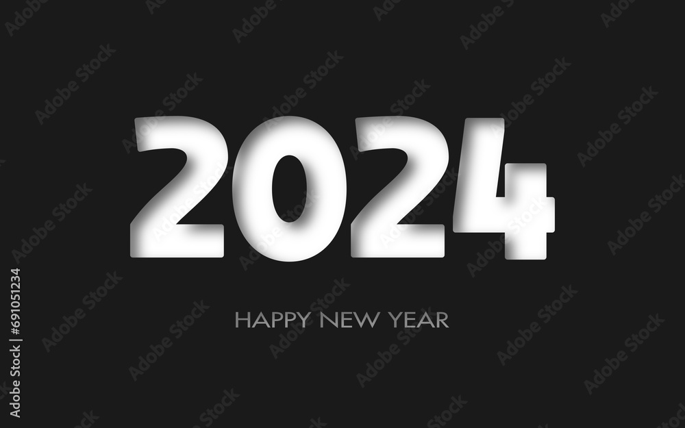 Happy new year 2024, minimalist and simple style design Happy new year 2024, minimalist and simple style design