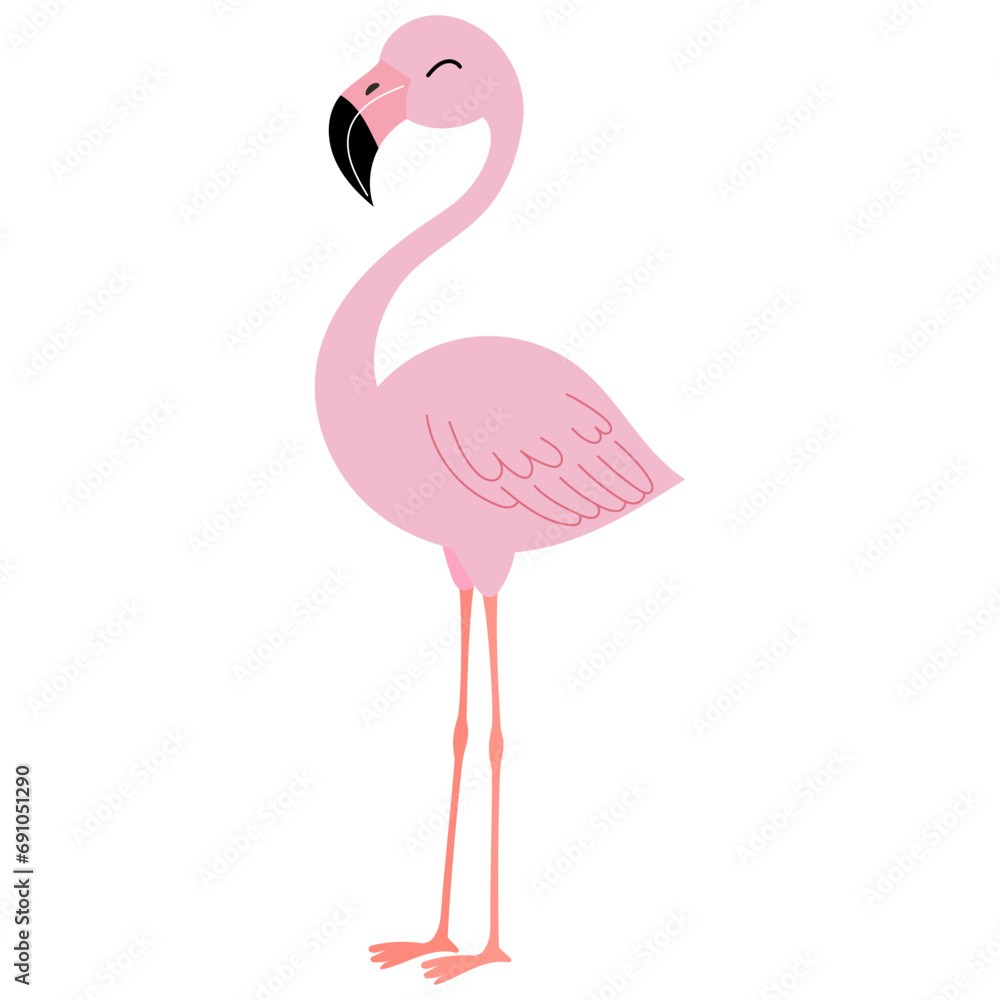 Fototapeta premium Happy Cute pink flamingo
