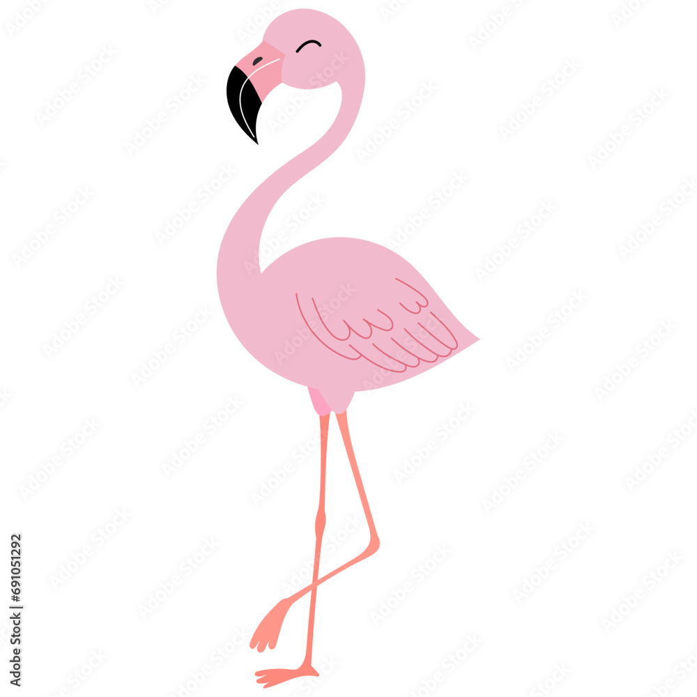 Fototapeta premium Happy Cute pink flamingo