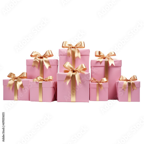 Pink gift boxs with gold ribbon and a bow, luxury boxs