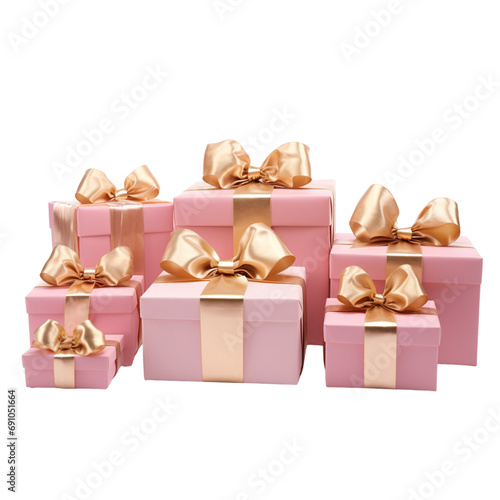 Pink gift boxs with gold ribbon and a bow, luxury boxs