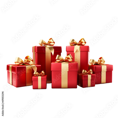 Red gift boxs with gold ribbon and a bow, luxury boxs