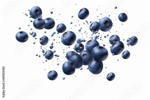 Falling blueberries isolated