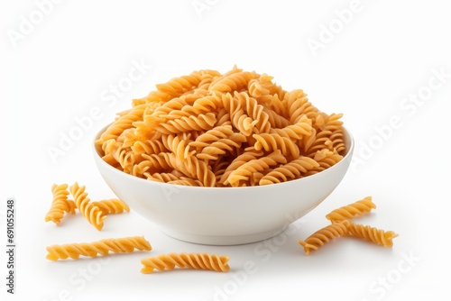 Fusilli pasta isolated on transparent or white background