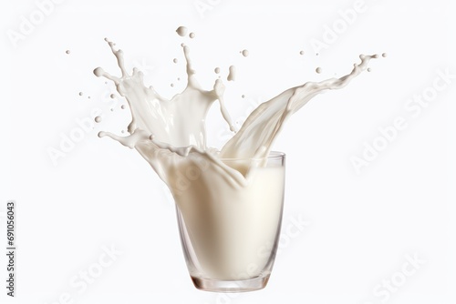 Glass of milk with splash isolated