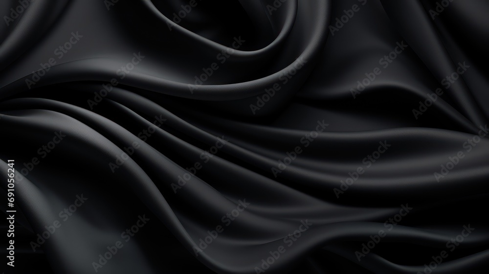 Fototapeta premium Beautiful symmetrical waving black cloth background, ultra realistic, 