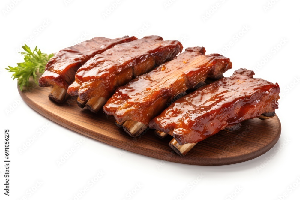 Grilled pork ribs isolated on transparent or white background