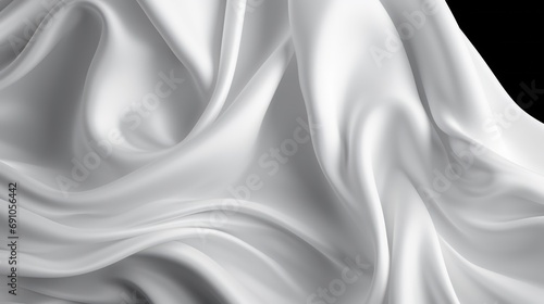 Black white silk satin fabric abstract background. Drapery fold crease wavy crumpled. Light shiny glitter shimmer shine. Luxury beauty rich. Sexy. Fluid flow liquid effect