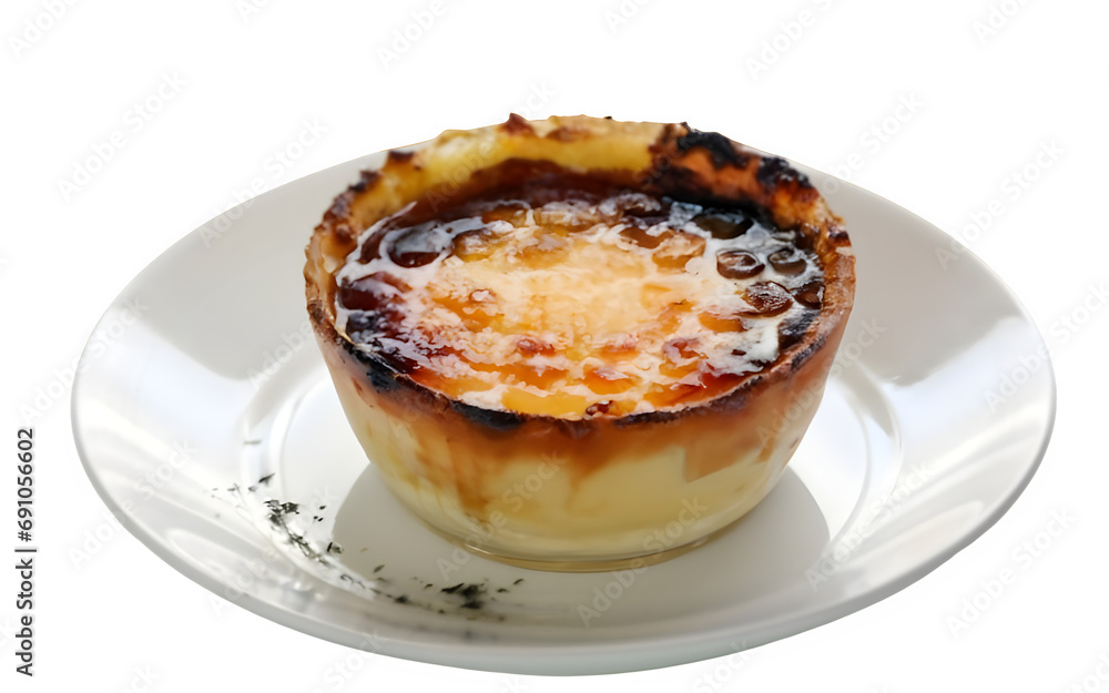 Crème Brûlée dessert, white and transparent background, isolated Crème Brûlée dessert, white and transparent background, isolated