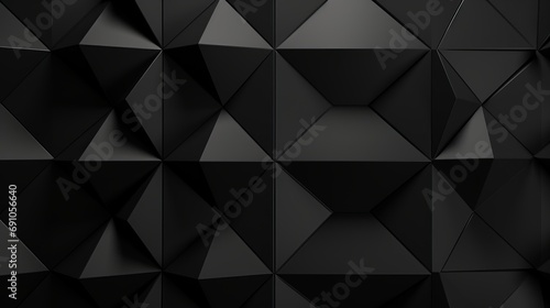 modern semigloss black 3d wall tiles background with polished diamond shapes - interior design concept photo