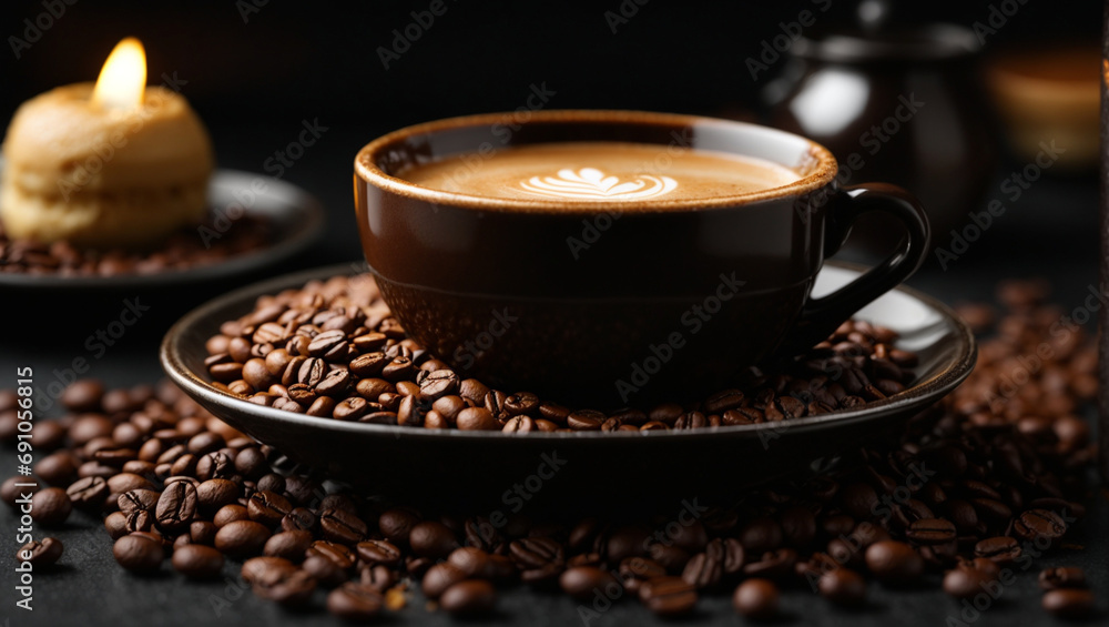 Morning coffee with steam on table, tranquil start to the day Morning coffee with steam on table, tranquil start to the day