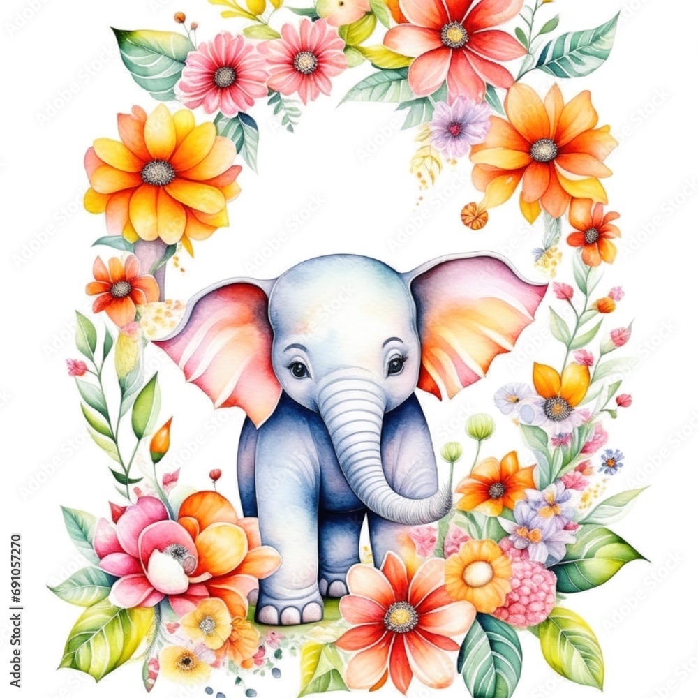 elephant with flowers