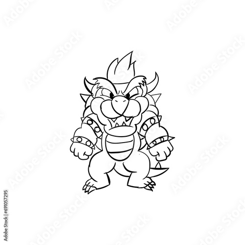 Super mario  bowser line art logo illustration