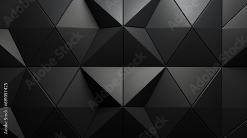 modern semigloss black 3d wall tiles background with polished diamond shapes - interior design concept photo