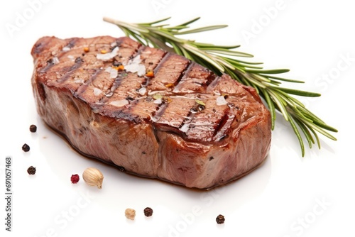 Grilled beef steak with rosemary and pepper