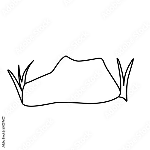 rock and grass sketch icon