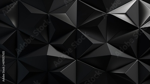 modern semigloss black 3d wall tiles background with polished diamond shapes - interior design concept