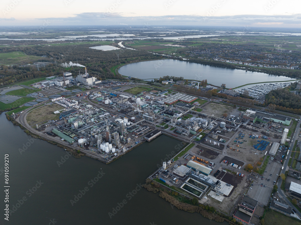 Industrial production site of chemical substances.
