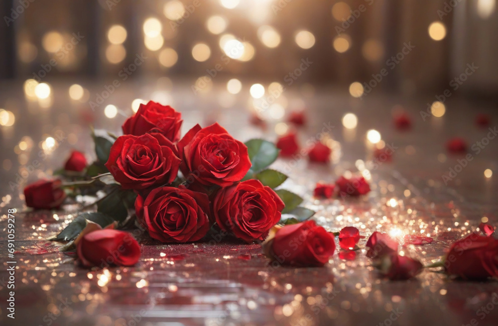 Nature background with red roses.AI Nature background with red roses.AI