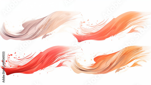Abstract Rippling Watercolor Strokes in Warm Tones on a White Background, Conveying Fluidity and Vibrancy in Artistic Expression