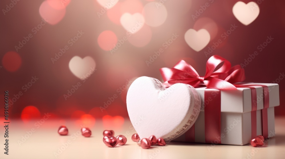 Valentines hearts with gift box