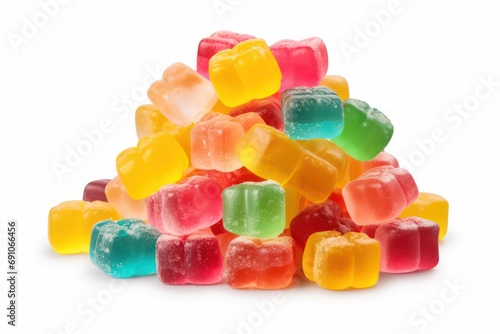 Pile of colourful jelly candies isolated on transparent or white background