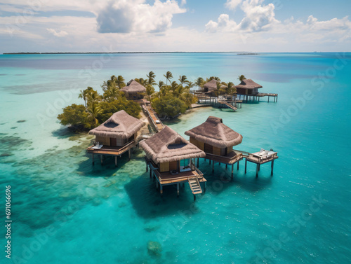 A private island resort with overwater bungalows