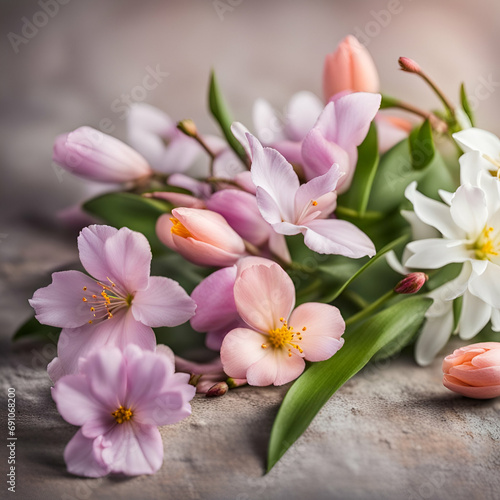 pink and white spring flowers