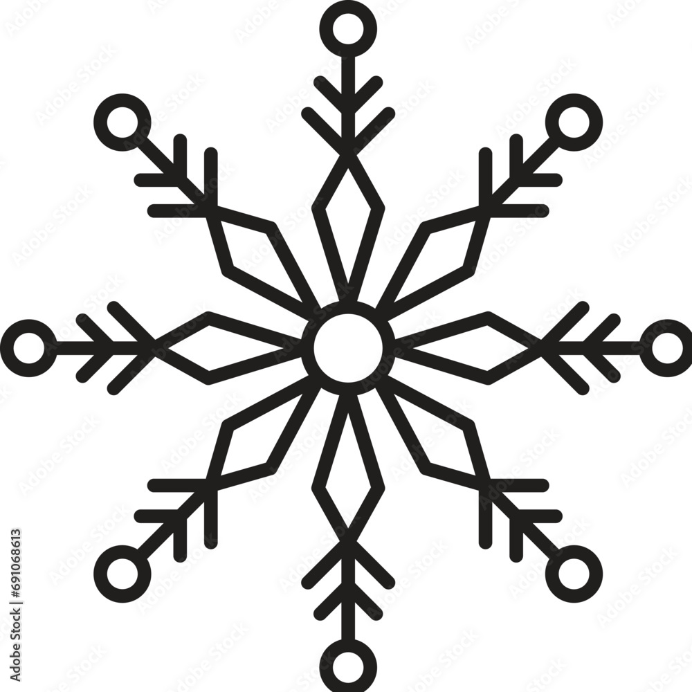 Snowflake icon. Snow in the winter. Simple flat black illustration Snowflake icon. Snow in the winter. Simple flat black illustration