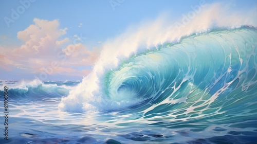 ocean-view seascape landscape breaking surfing ocean wave