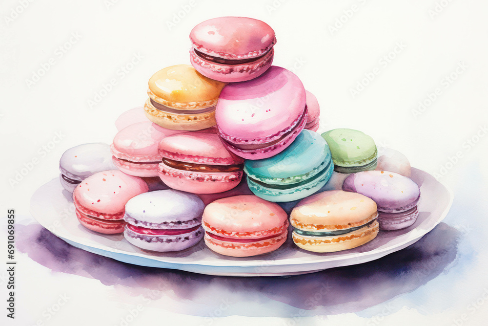 Obraz premium Confectionery dessert french background sweet cake macaroon