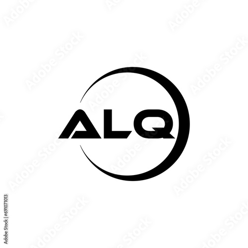 ALQ letter logo design with white background in illustrator, cube logo, vector logo, modern alphabet font overlap style. calligraphy designs for logo, Poster, Invitation, etc.