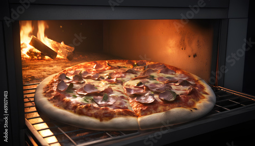 fresh wood-fired oven pizza, generative AI