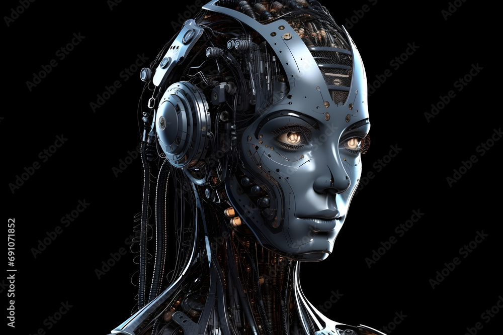View and silhouette of a robot. View and silhouette of a robot.