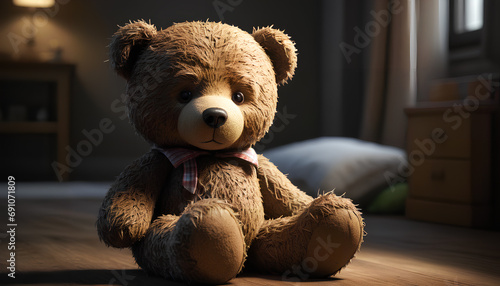 sad teddy bear plushie, generative AI photo
