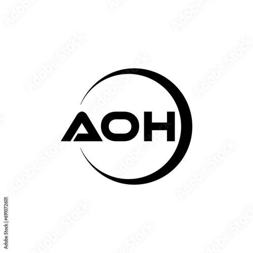 AOH letter logo design with white background in illustrator, cube logo, vector logo, modern alphabet font overlap style. calligraphy designs for logo, Poster, Invitation, etc. photo