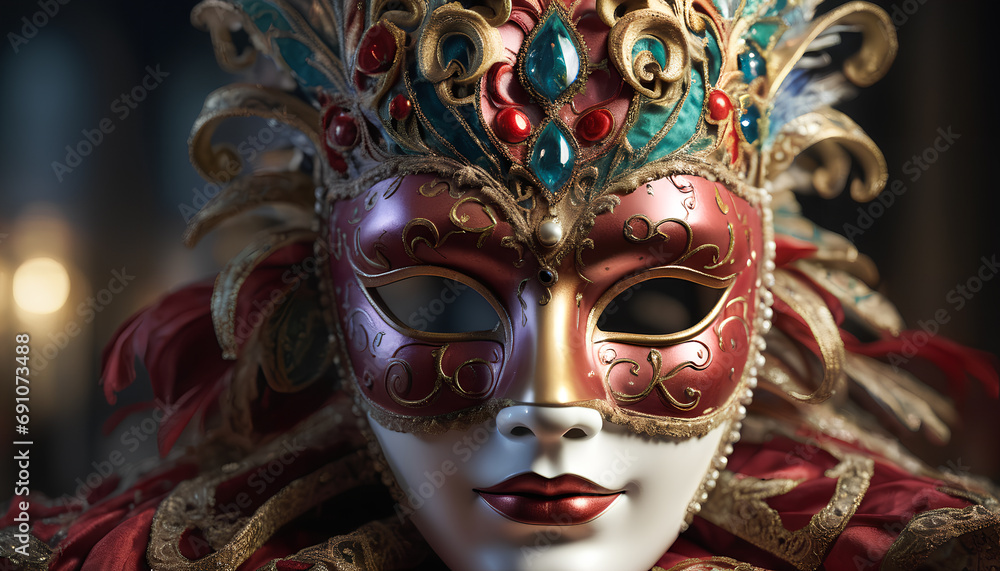 colorful carnival masks: perfect for New Year's Eve, generative AI