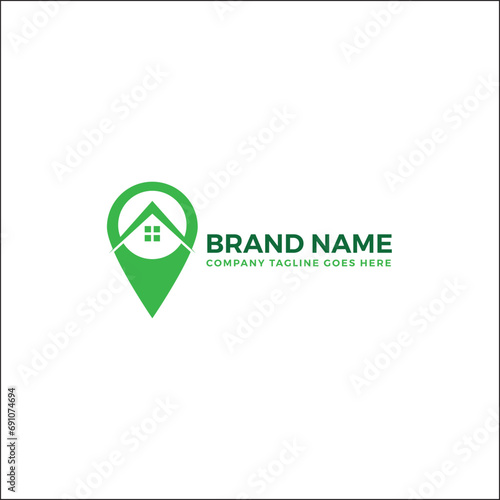 Free vector elegant real estate green color logo template.
