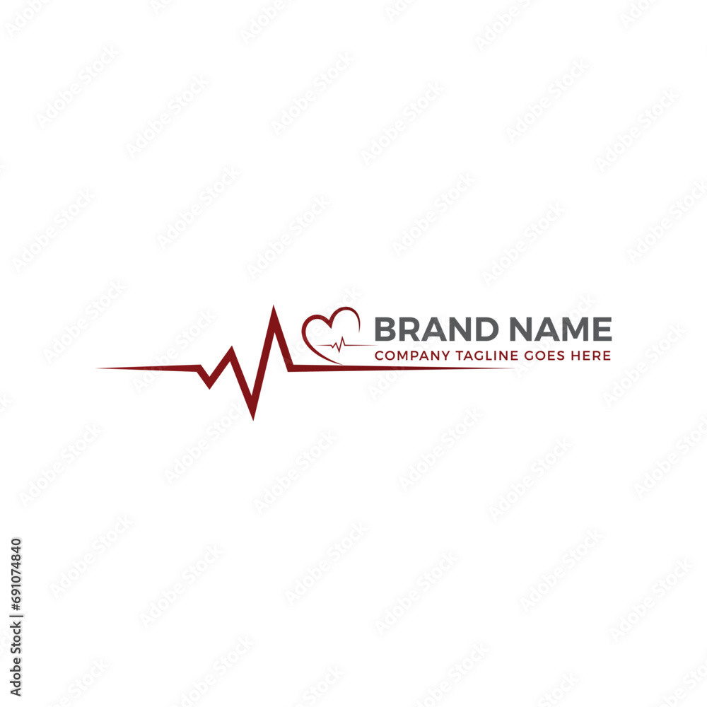 Free vector red heart with heartbeat line medical background.