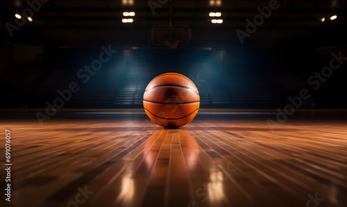 Obraz na płótnie basketball lying on wooden floor of basketball w salonie