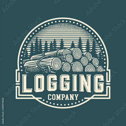 Wood work retro vintage logo design template.creative badge for woodwork, carpentry company.