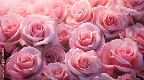 The allure of tempting pink roses, bathed in soft morning light. Generative Ai