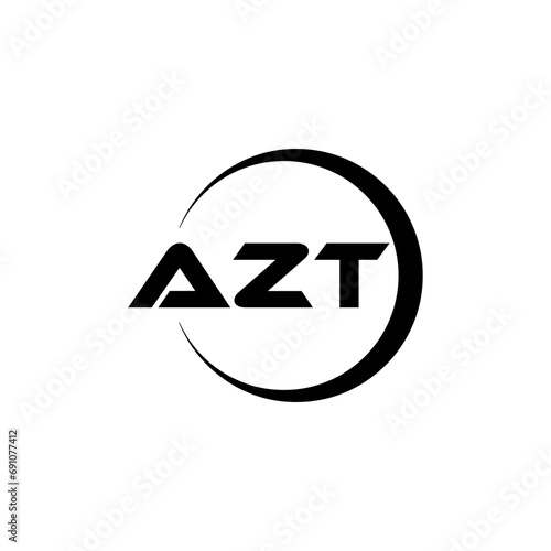 AZT letter logo design with white background in illustrator, cube logo, vector logo, modern alphabet font overlap style. calligraphy designs for logo, Poster, Invitation, etc.