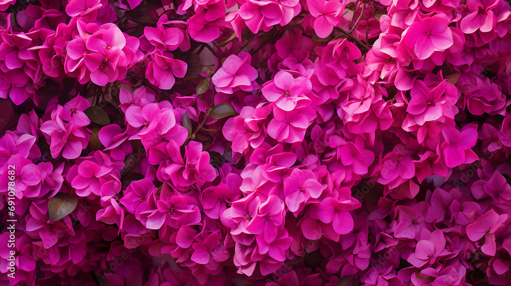 The charm of Bougainvillea flowers, bathed in the warm glow of late afternoon sunlight. Generative Ai