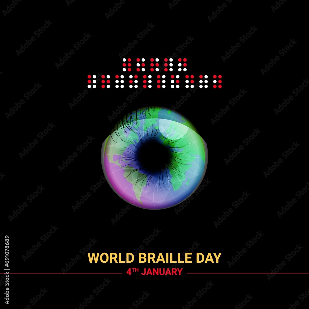 Banner poster social media design for World Braille Day on the 4th of January with Text by