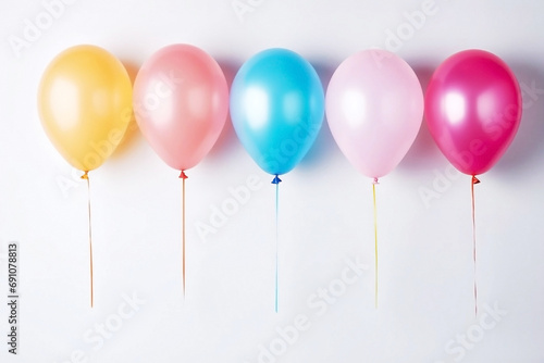 Row of balloons on a white background