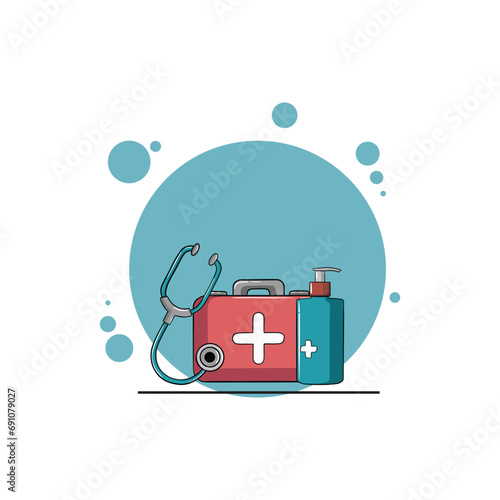 MEDICAL PHARMACY HEALTH ICON ILLUSTRATION HAND SANITIZER MEDECINE DOCTOR SET