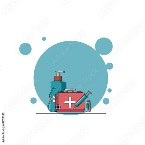 MEDICAL PHARMACY HEALTH ICON ILLUSTRATION HAND SANITIZER MEDECINE DOCTOR SET